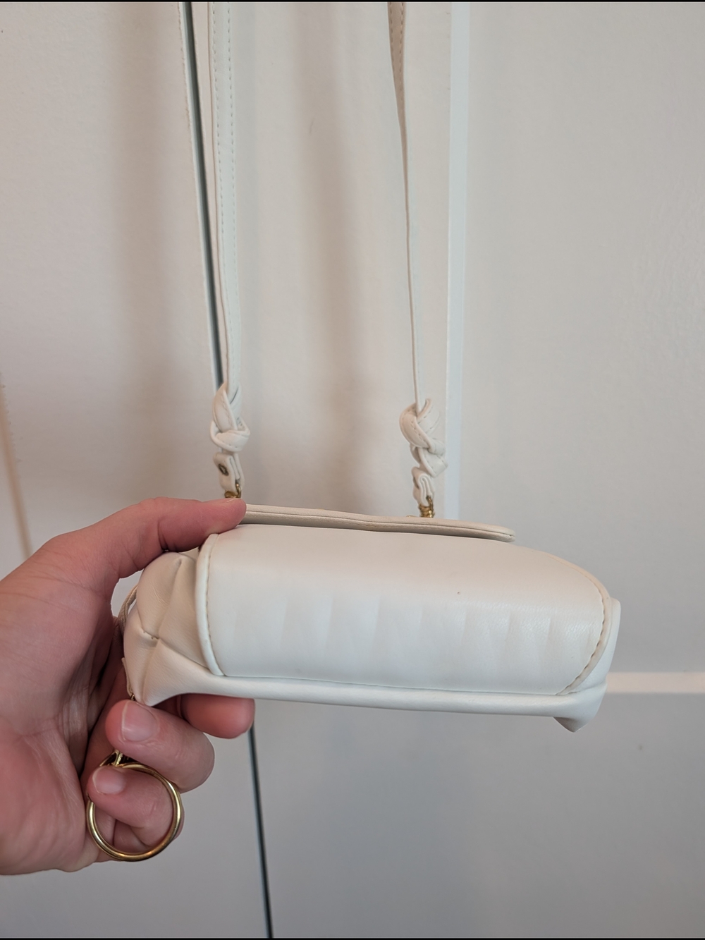 Women's White Mini Crossbody Wallet Bag with Gold Hardware - Picture 11 of 11